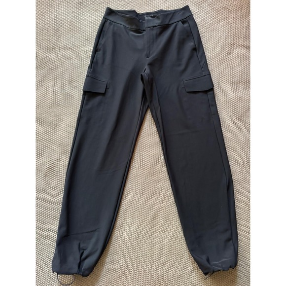 Athleta Stellar Cargo Pants‎ Joggers Baggy Drawstring Lightweight Black Size 6 - Picture 1 of 11